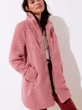 Ann Taylor LOFT Faux Fur Fleece Oversized Teddy Jacket
